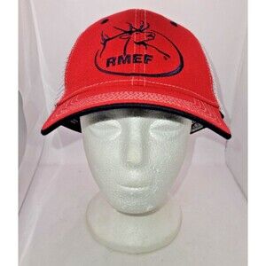 RMEF Red and White Cotton Twill Mesh-Back Cap for Men NEW hat elk ROCKY MOUNTAIN